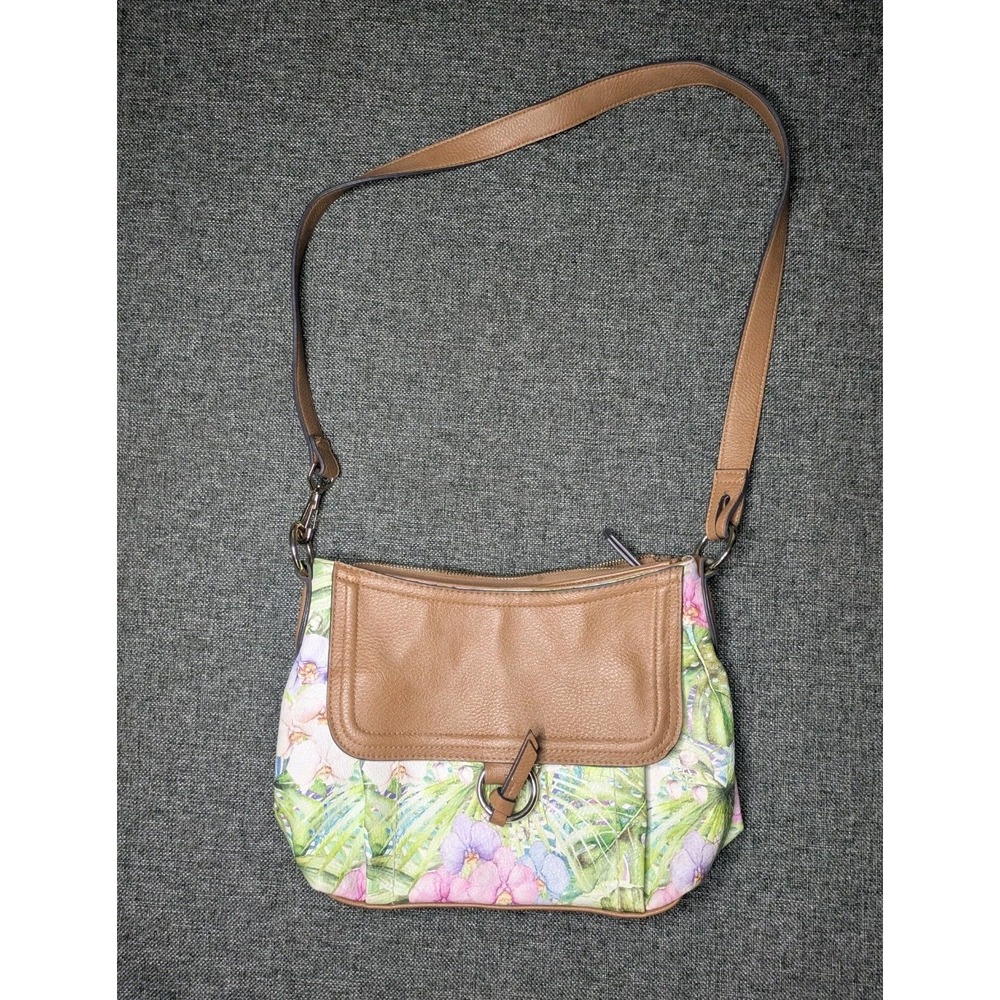 Rosetti Vegan Faux Leather Eva Floral Palm Purse Hobo Womens Shoulder Bag